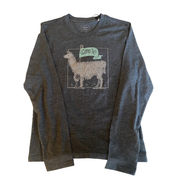 Prana Men’s T Shirt Small Long Sleeve Como Te Llama Graphic Tee Organic Cotton - Picture 2 of 6